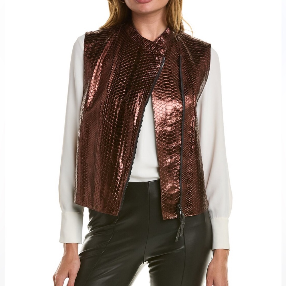 $9999 NWT Brunello cucinelli women Bronze Python Vest Jacket Sz 44 Sz 8 sz M